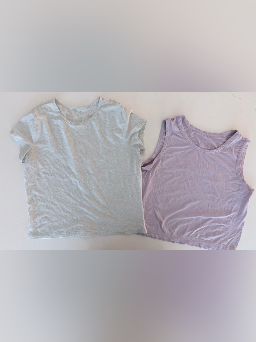 Athleta Girls Heather Tee and Lavender Tank Top